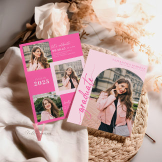 Hot Pink 2025 Graduation Invitation avec photo