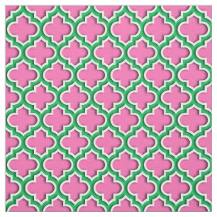 Hot Pink #2, Emerald, Wht Moroccan Quatrefoil #5DS Fabric