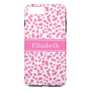 Hot Pink 2 Stars White BG, Hot Pink Name Monogram Case-Mate iPhone Case