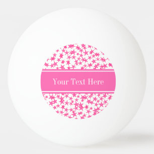 Hot Pink 2 Stars White BG, Hot Pink Name Monogram Ping Pong Ball