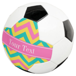 Hot Pink 2 Teal Pineapple LG Chevron Name Monogram Soccer Ball