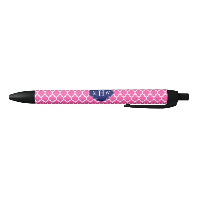 Hot Pink #2 Wht Moroccan #4 Navy Name Monogram Black Ink Pen (Bottom)
