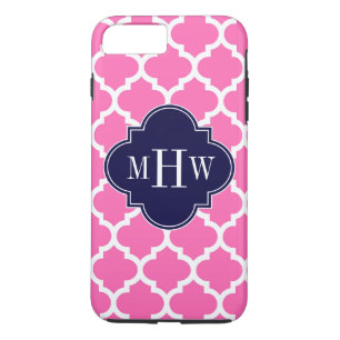 Hot Pink#2 Wht Moroccan #5 Navy 3 Initial Monogram Case-Mate iPhone Case