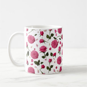 Hot Pink 3D Rose Pattern Classic Mug Seamless