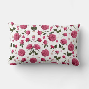 Hot Pink 3D Rose Pattern Throw Pillow