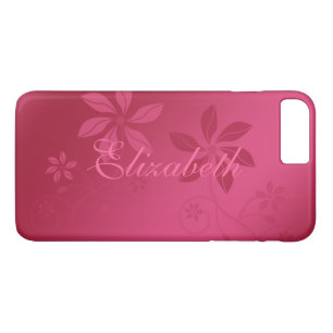 Hot Pink Abstract Floral Custom Name iPhone 8 Plus/7 Plus Case