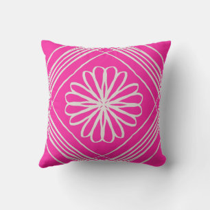 Hot Pink Abstract Flower Throw Pillow