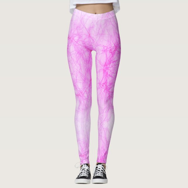 Hot Pink Abstract Grunge Leggings (Front)