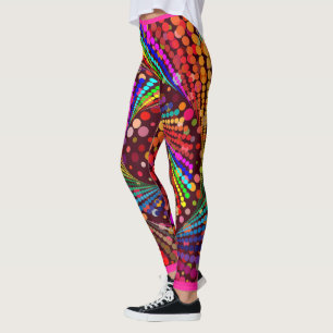 Hot Pink Abstract Multi-Colour Leggings