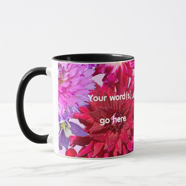 Hot Pink Abstract Watercolor Floral Dahlia Mug (Left)