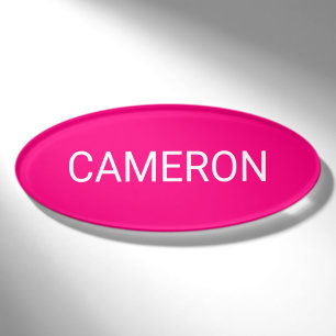 Hot Pink Acrylic Oval Name Tag Badge Magnetic 3x2