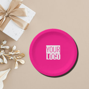 Hot Pink - add bold logo Paper Plate