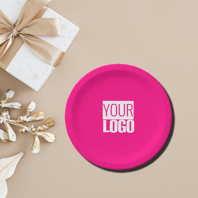  Hot Pink - add bold logo  Paper Plate (Creator Uploaded)