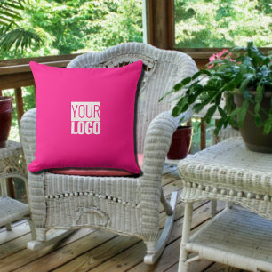 hot pink - add logo  outdoor pillow