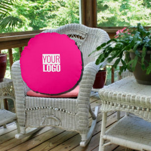 hot pink - add logo round pillow