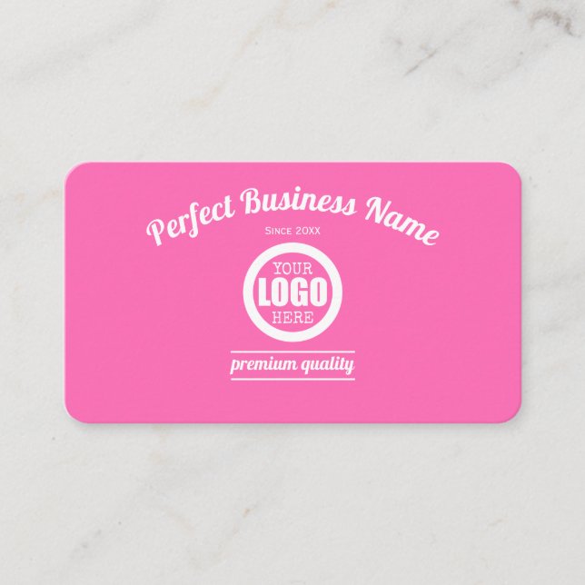 Hot Pink Add Your Logo Custom Girly Simple Elegant Business Card (Front)
