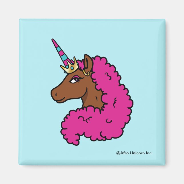 Hot Pink Afro Unicorn Magnet (Front)