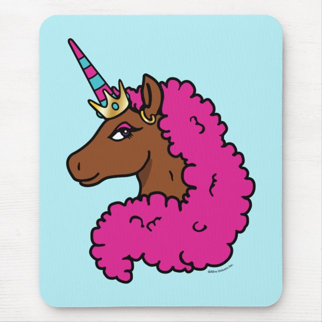 Hot Pink Afro Unicorn Mouse Pad (Front)