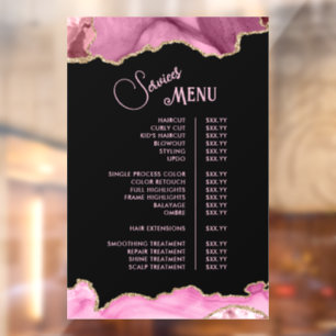 Hot Pink Agate Services Menu Window Cling