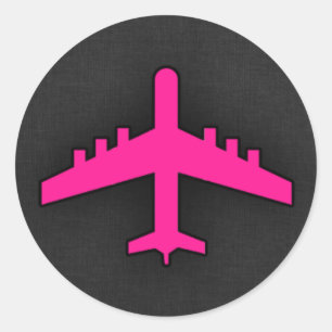 Hot Pink Airplane Classic Round Sticker