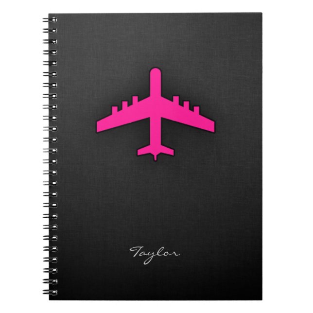 Hot Pink Airplane Notebook (Front)