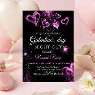 Hot Pink Alcohol Ink Galantine's Day Invitation