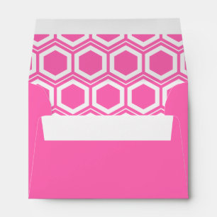 Hot Pink an White Honeycomb Pattern Envelope