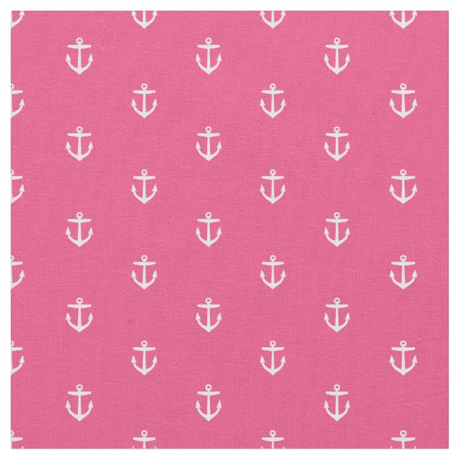 Hot Pink Anchor Print Fabric (Close Up)