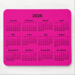 Hot Pink and Black 2026 Calendar Mouse Pad<br><div class="desc">Looking for a sleek and stylish way to keep track of your days? Check out this hot pink and black 2026 calendar mousepad! It makes a great gift for anyone who loves to stay organized. Plus, it's a great way to show off your personality and make your desk look unique...</div>