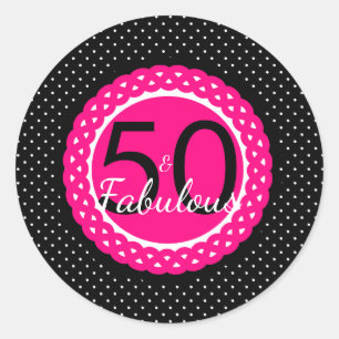 Hot Pink and Black 50 & Fabulous Birthday Sticker