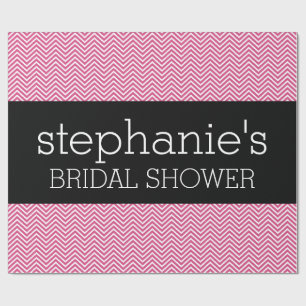 Hot Pink and Black Bridal Shower Chevrons Wrapping Paper