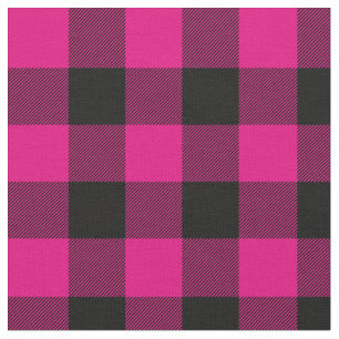 Hot Pink and Black Buffalo Plaid Fabric