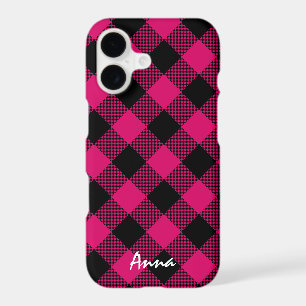 Hot Pink and Black Buffalo Plaid Personalized