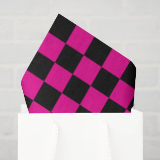 Hot Pink and Black  Checkered Print  Tissue Paper