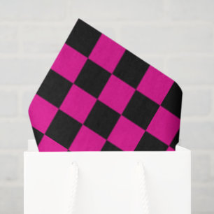 Hot Pink and Black  Chequered Print  Tissue Paper
