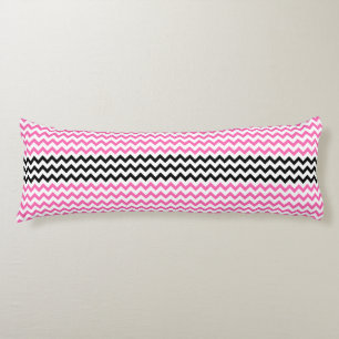 Hot Pink And Black Chevron by Shirley Taylor Body Pillow
