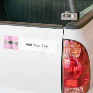 Hot Pink and Black Chevron by Shirley Taylor Bumper Sticker