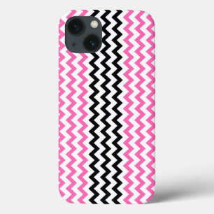 Hot Pink and Black Chevron by Shirley Taylor  iPhone 13 Case