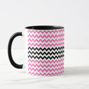 Hot Pink and Black Chevron by Shirley Taylor Mug