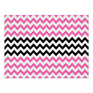 Hot Pink And Black Chevron by Shirley Taylor Poster