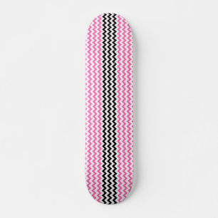 Hot Pink And Black Chevron by Shirley Taylor Skateboard