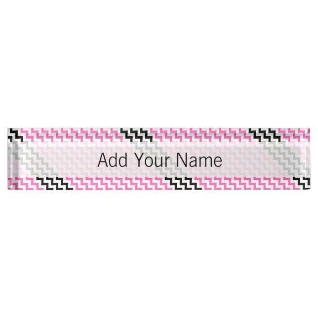 Hot Pink And Black Chevron Nameplate (Front)