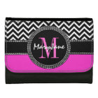 Hot Pink and Black Chevron Zig Zag Monogrammed