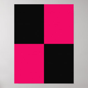Hot Pink and Black Colour Blocks  Poster
