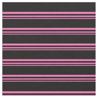 Hot Pink and Black Coloured Striped/Lined Pattern Fabric
