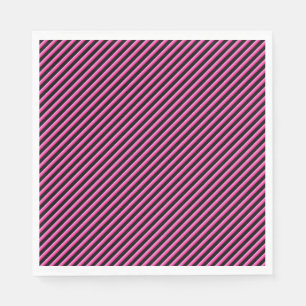 Hot Pink and Black Diagonal Striped Napkin