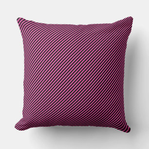 Hot Pink and Black Diagonal Striped Throw Pillow