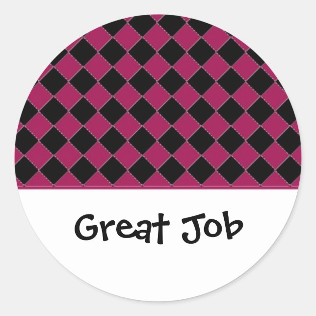Hot Pink and Black Diamond Motivational Classic Round Sticker (Front)