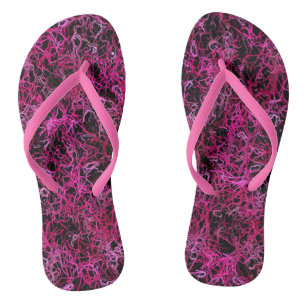 Hot Pink and Black Electric Lines 5078 Flip Flops