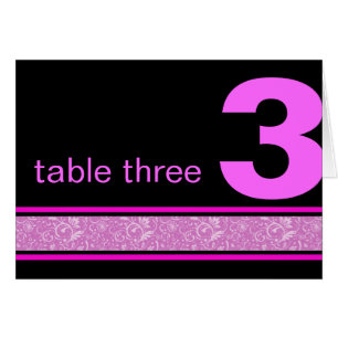 Hot Pink and Black Floral Damask Wedding Table 